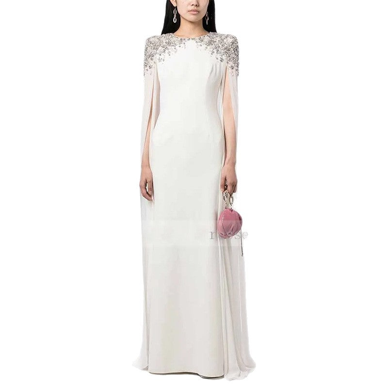 white diamond long sleeve maxi dress