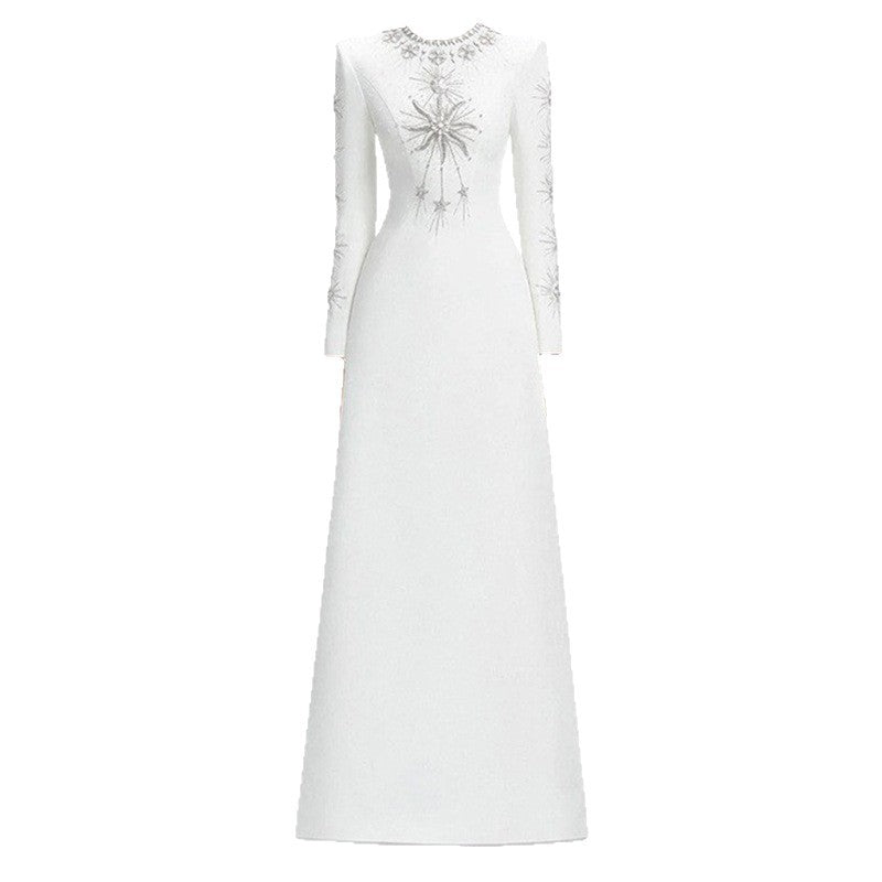 Ivory Starburst Beaded Mermaid Gown