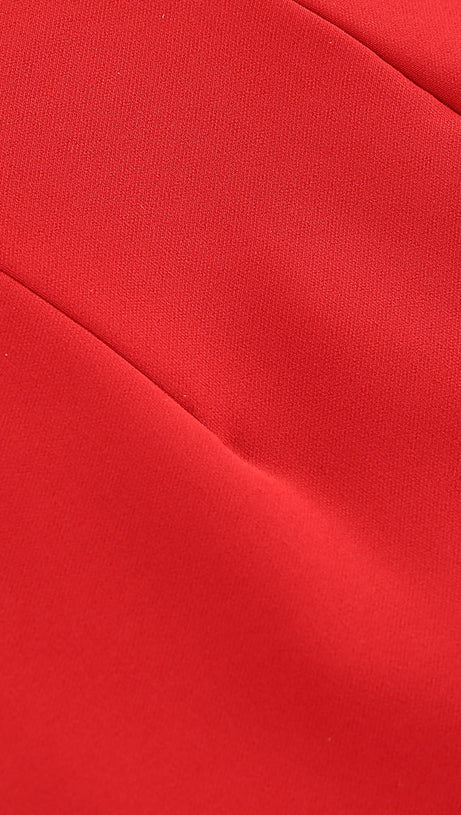 3D FLOWER  EMBELLISHED SKIRT IN RED