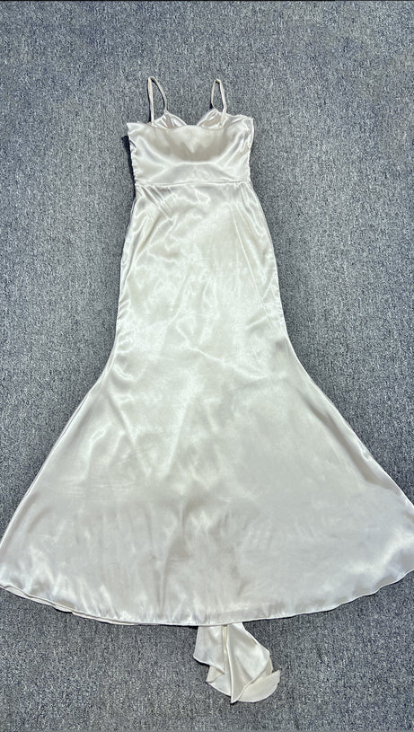 OFF-THE-SHOULDER DRESS V-NECK BACKSTRAP LONG DRESS