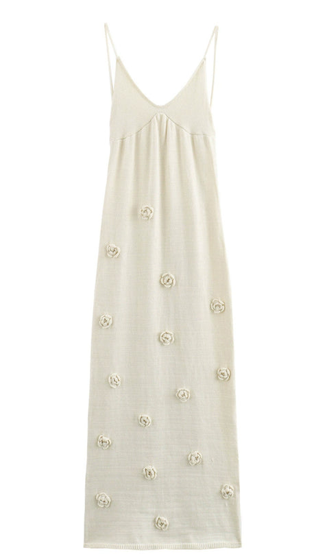 GIORGIO GRAY FLOWER KNITTED MAXI DRESS