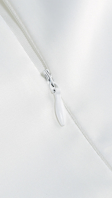 ANDREA MESH FLOWER ONE SHOULDER MIDI DRESS IN WHITE