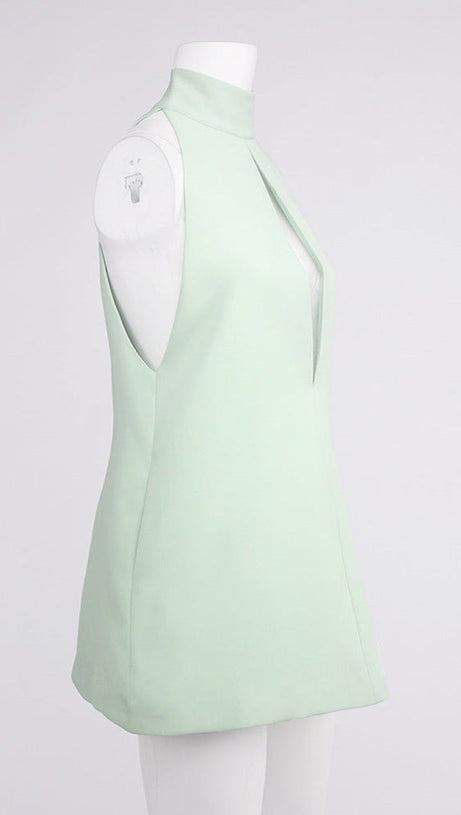 ABITO IN CREPE CON SCOLLO A V, SCHIENA SENZA TAGLIO E HALTER - CELADON