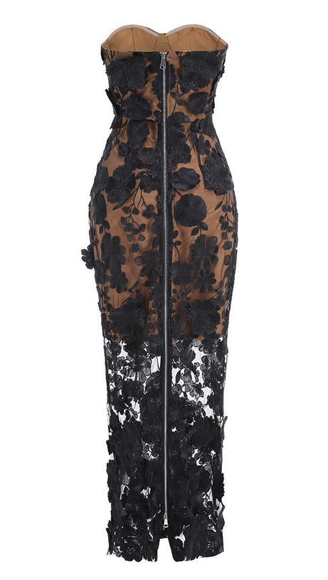 JASMINE STRAPLESS BLACK MAXI DRESS