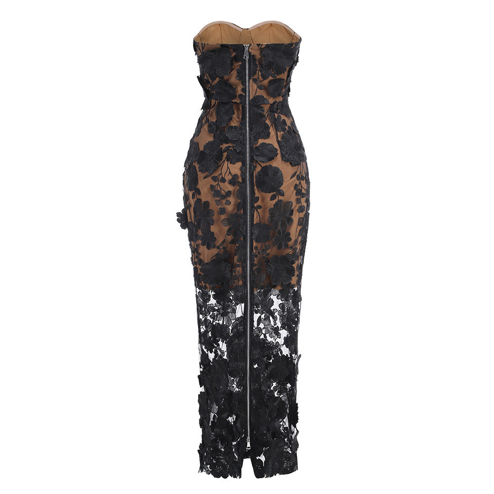 AIIZIE JASMINE STRAPLESS BLACK MAXI DRESS - product image