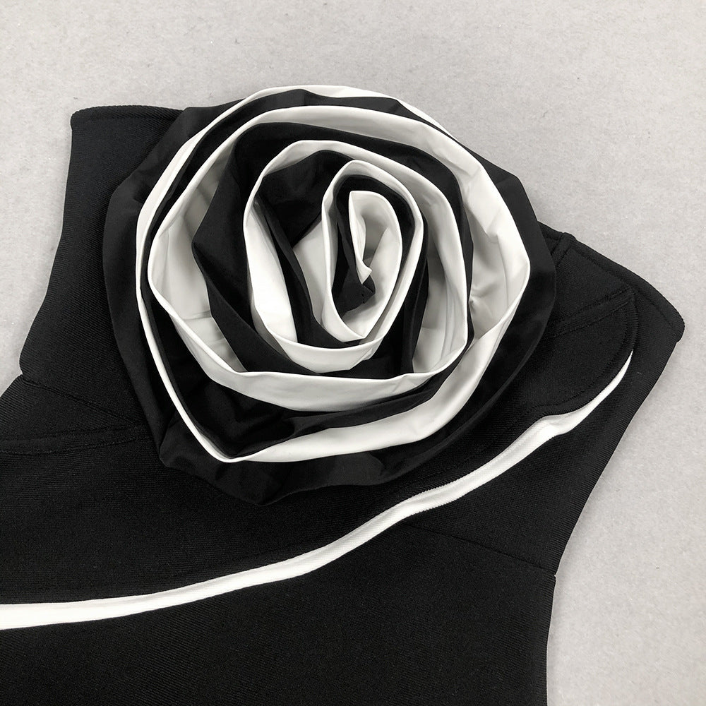 AIIZIE ANN STRAPLESS FLOWER DETAIL BANDAGE MAXI DRESS IN BLACK - product image