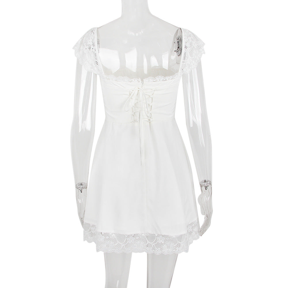 AIIZIE SATIN LACE MINI DRESS - product image