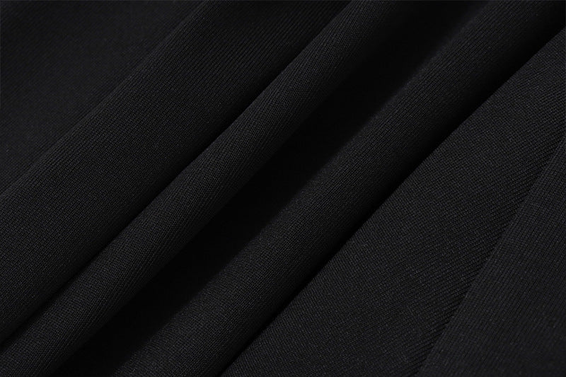 TWO-TONE HOLLOW HALTER MINI DRESS