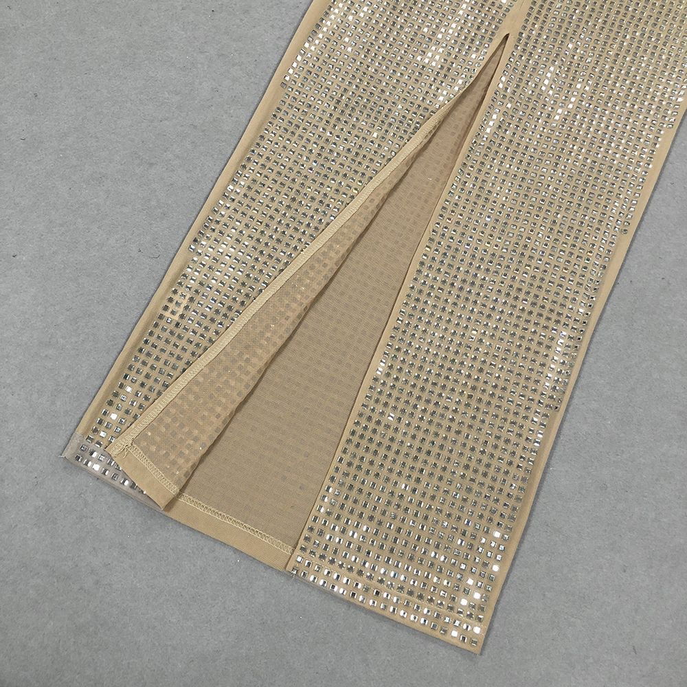 AIIZIE RHINESTONE MESH HALTER NECK MAXI DRESS - product image