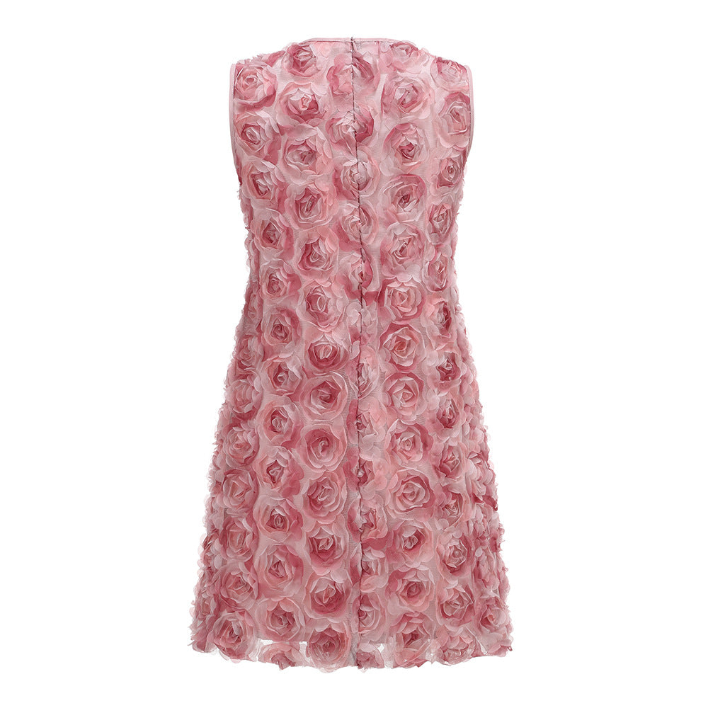 AIIZIE PINK 3D FLORAL SLEEVELESS MINI DRESS - product image