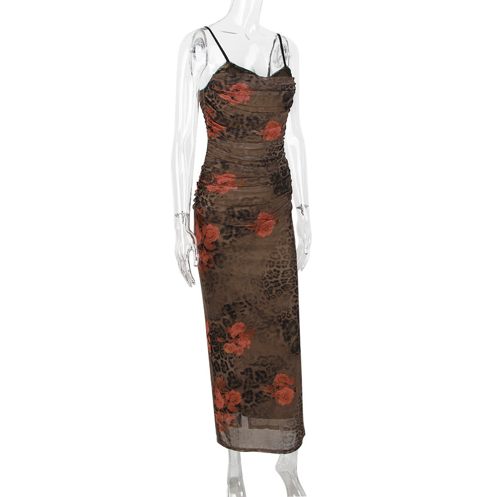AIIZIE FLORAL PRINT LEPOARD MAXI DRESS - product image