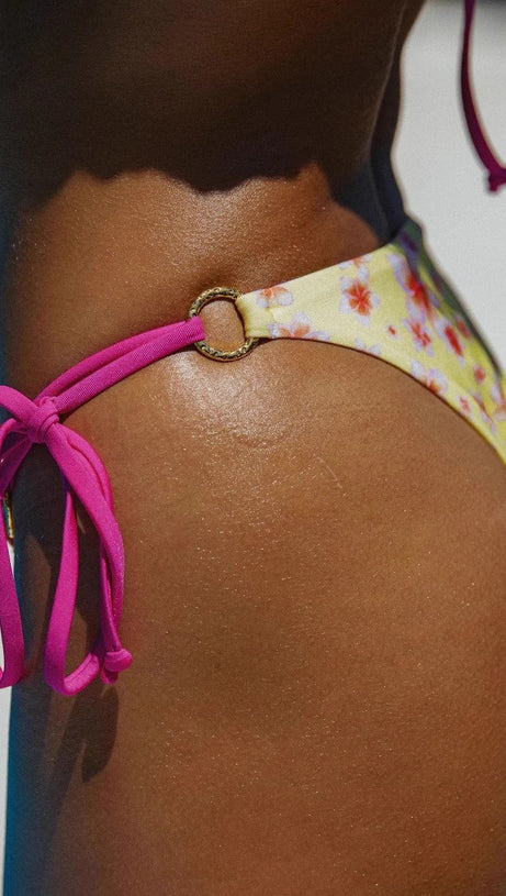 Bikini mit Metallring-Printmuster in Gelb