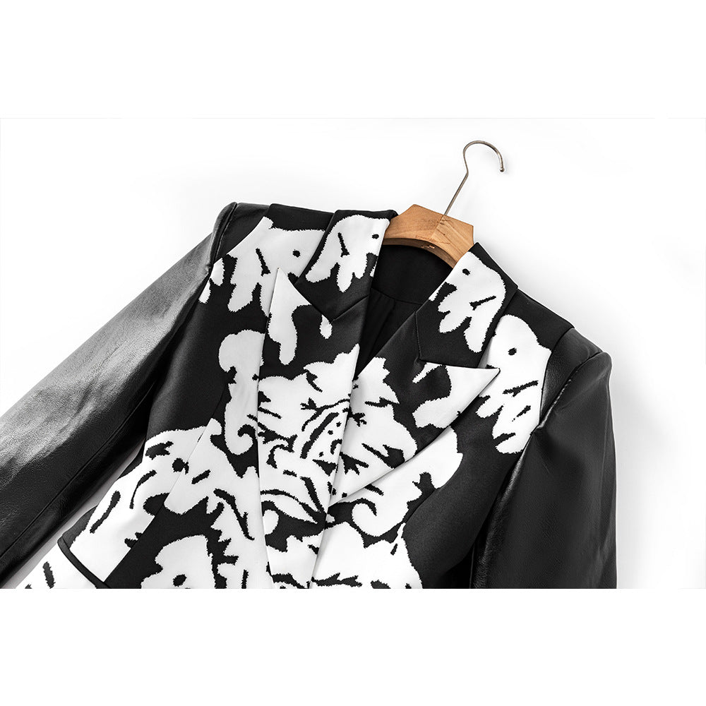 Damask Dripping Blazer Minikleid in Schwarz