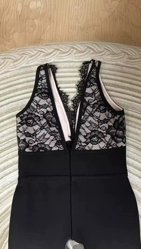 SPLIT THIGH LACE BODICE DRESS