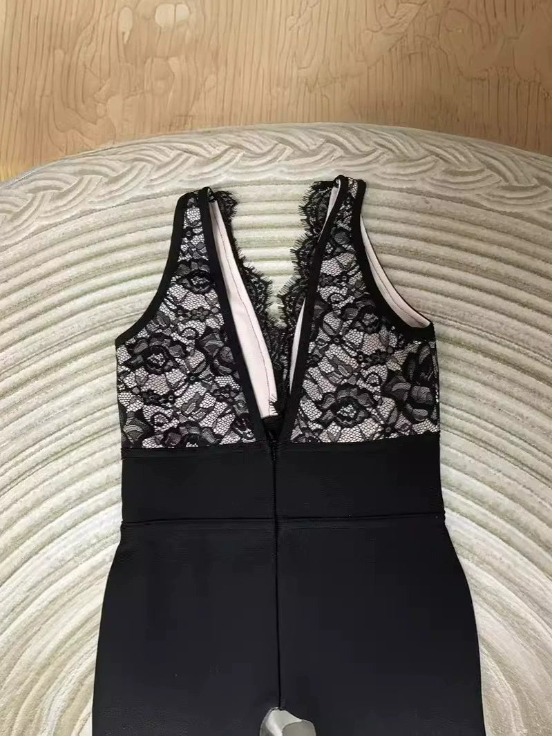 AIIZIE SPLIT THIGH LACE BODICE DRESS - product image