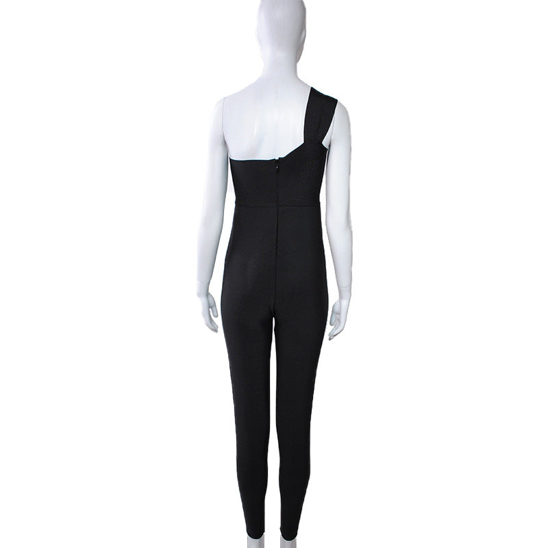 BLACK ONE - SHOULDER BODYCON JUMPSUIT