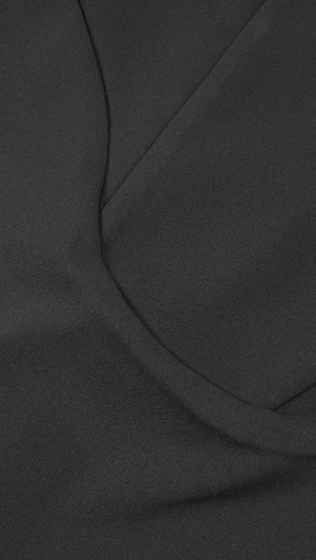 OFF-SHOULDER LONG-SLEEVED BLACK DRESS