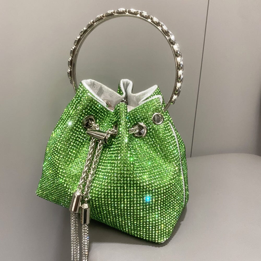 AIIZIE CRYSTAL EMBELLISHED BUCKET BAG IN GREEN - product image