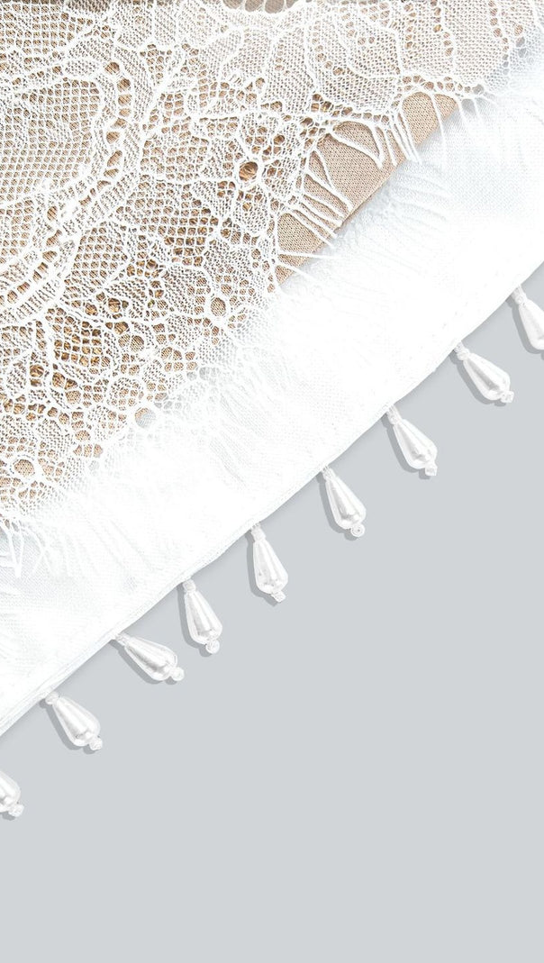 AIIZIE PEARL LACE CORSET DRESS WHITE MINI DRESS - product image