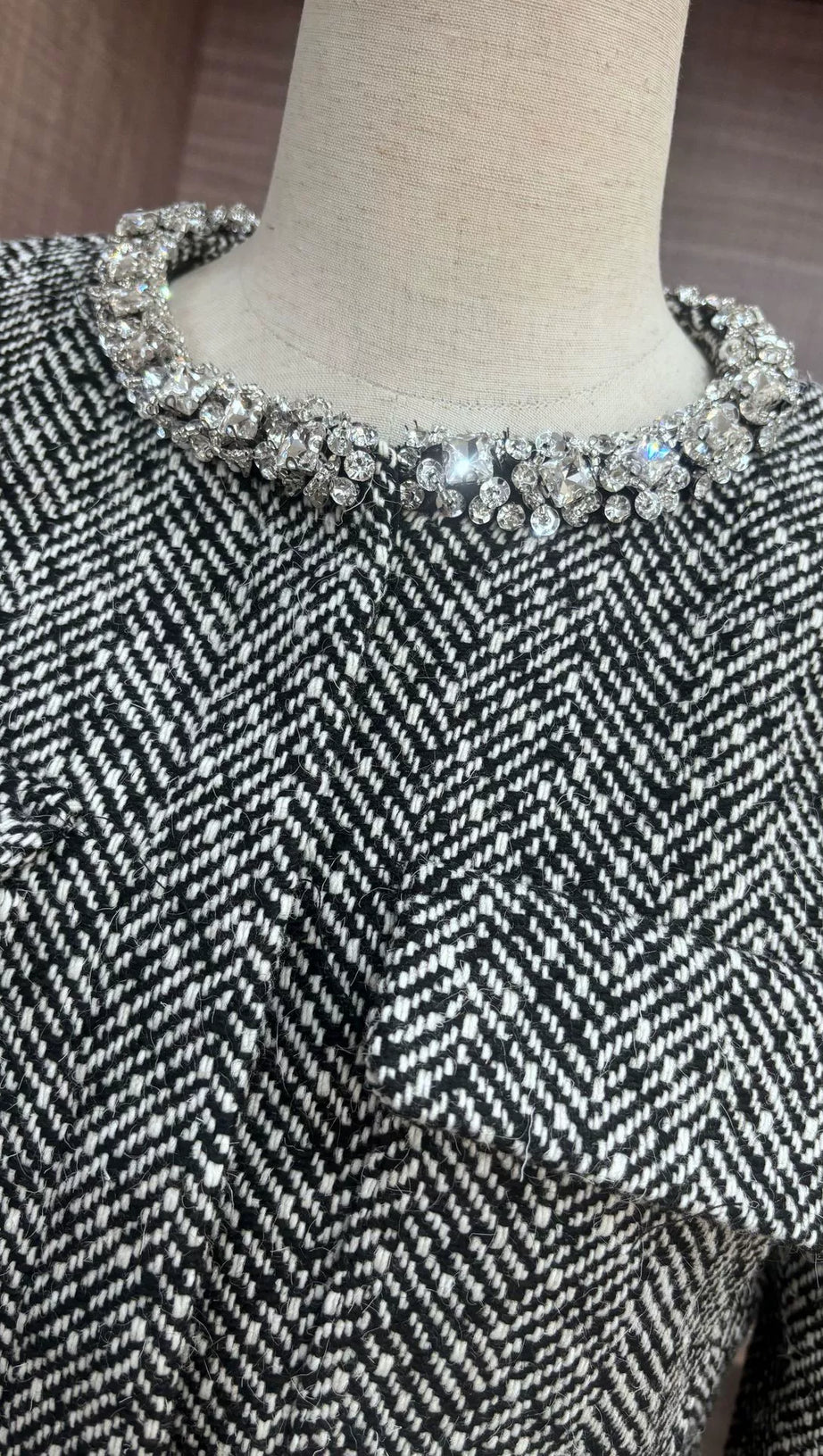 BERYL RHINESTONE EMBELLISHMENT JACKET IN BLACK