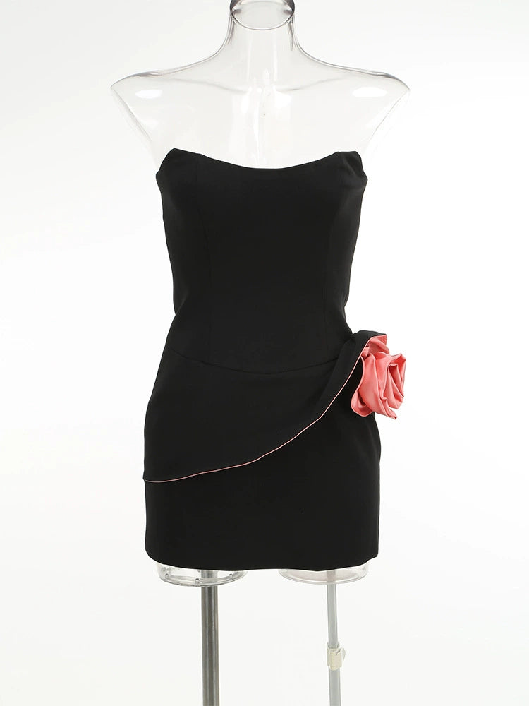 AIIZIE CAROLINE ROSETTE-DETAILED MINI DRESS IN BLACK - product image