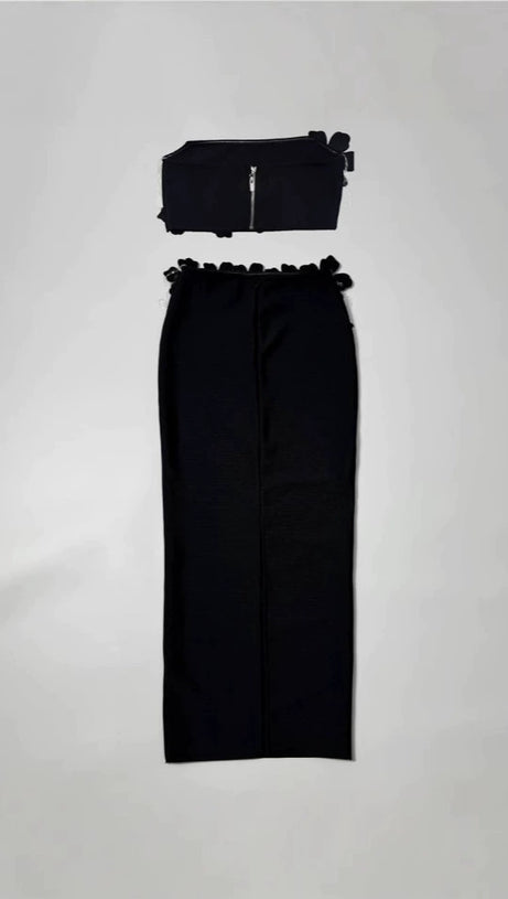 ELEGANZA FLOWERS WITH DIAMONDS BANDAGE TWO-PIECE SET