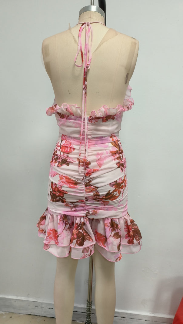 AIIZIE ARICES FLORAL STRETCH TULLE SLEEVELESS MINI DRESS - product image