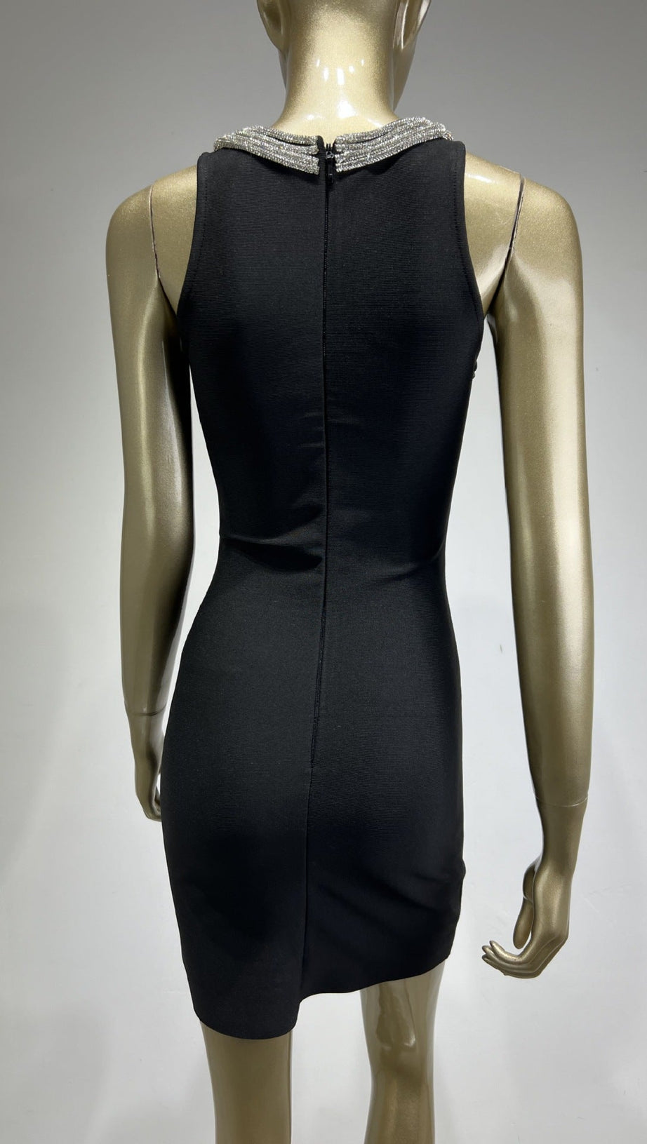 MIKINE DIAMANTE BANDAGE MINI DRESS IN BLACK