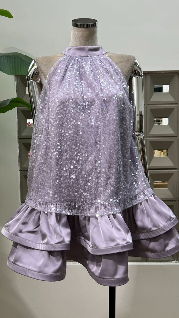 AIIZIE GEMMA SEQUIN SLEEVELESS BOWKNOT MINI DRESS IN WHITE - product image