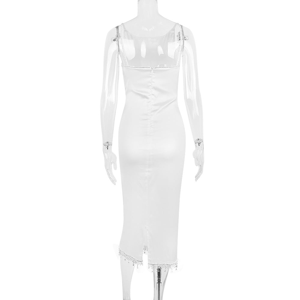 AIIZIE CRYSTALLISED MIDI DRESS IN IVORY - product image