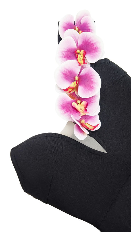 BandageDress elegantes florales One-Shoulder-Maxikleid schwarz