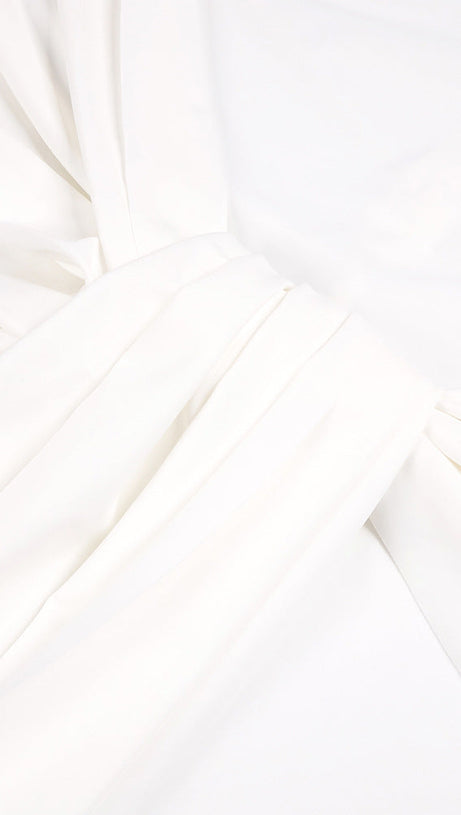 ROUND NECK RIBBON KNOT MAXI DRESS IN WHITE