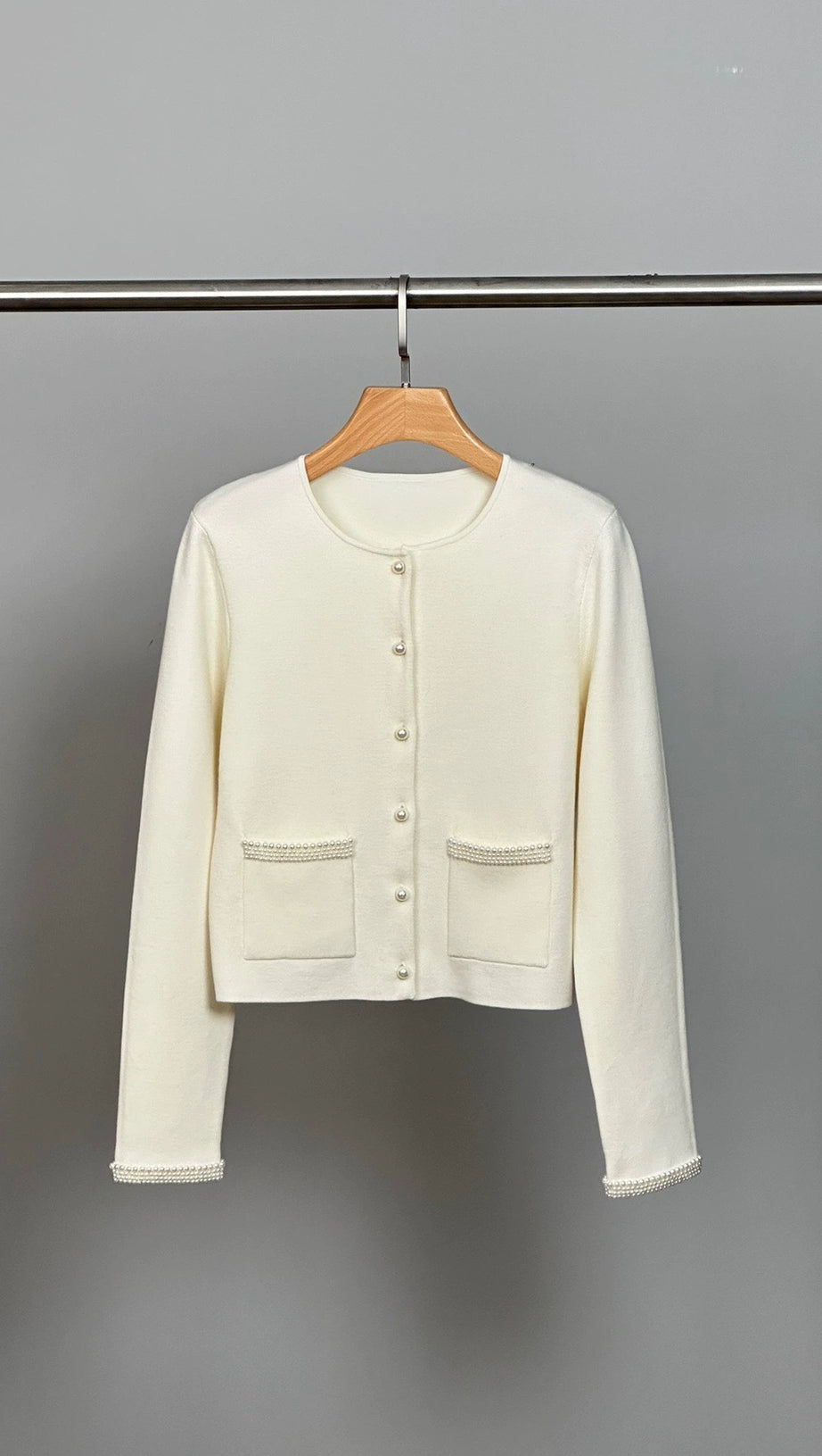 NAMAL EMBELLISHED CARDIGAN IN BEIGE