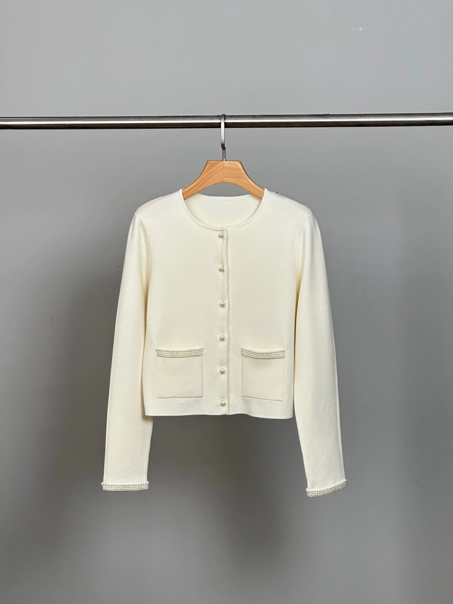 NAMAL EMBELLISHED CARDIGAN IN BEIGE