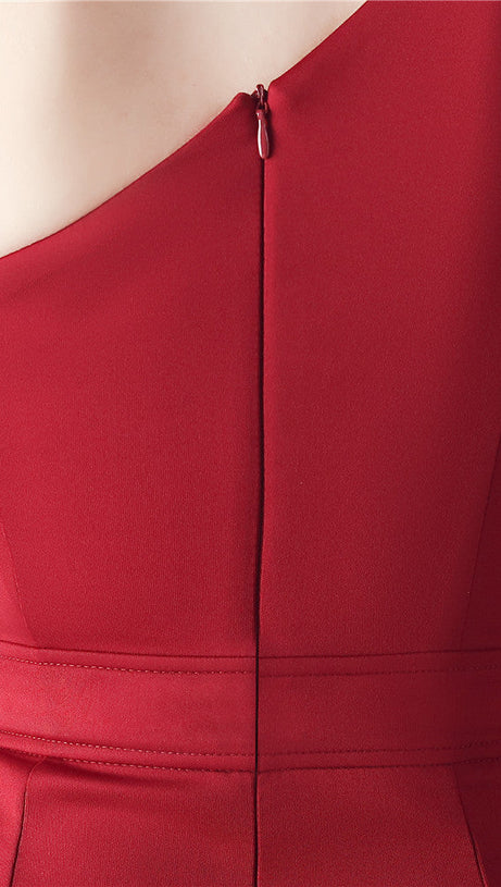 DEBBY RED ONE SHOULDER FLOWER CUT OUT SLIT MAXI DRESS