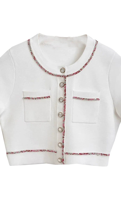 Elsa Cropped Cardigan in ecru