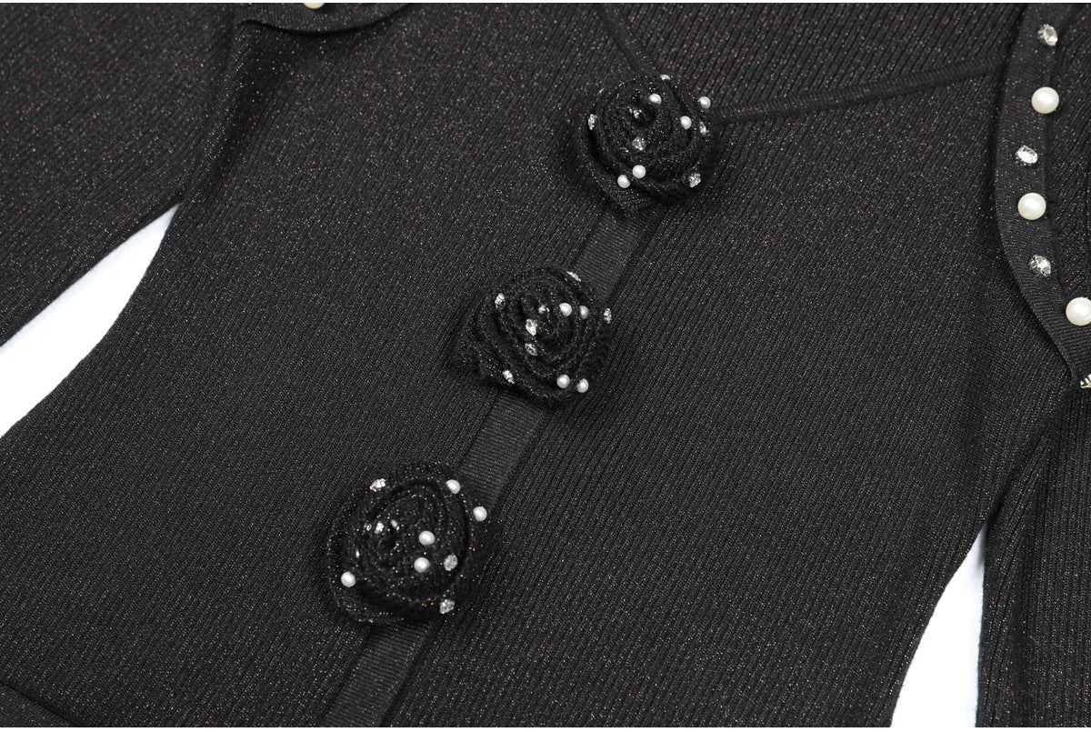 Minikleid aus Blumenstrick in Schwarz