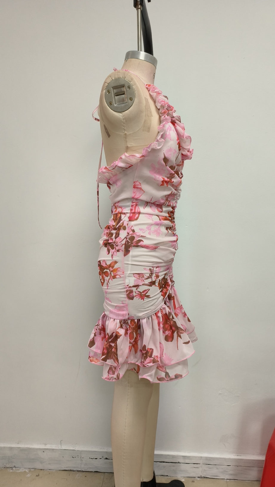 ARICES FLORAL STRETCH TULLE SLEEVELESS MINI DRESS