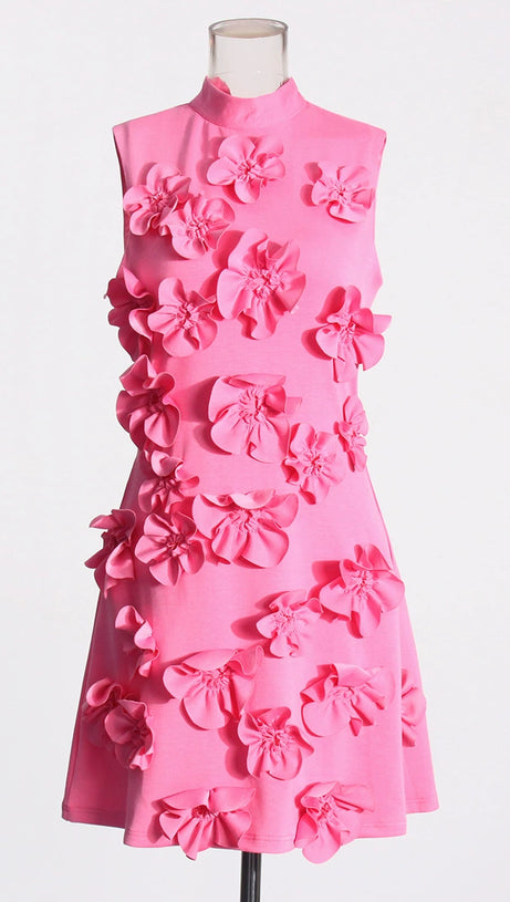 CANDICE FLORAL APPLIQUÉ MINI DRESS IN PINK