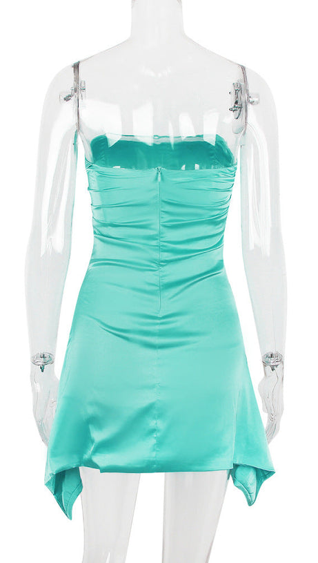 TRÄGERLOSES KORSETTKLEID IN GRÜN 