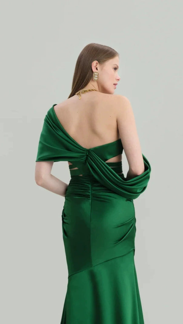 AIIZIE CHESNA GREEN HEART BANDAGE MAXI DRESS - product image