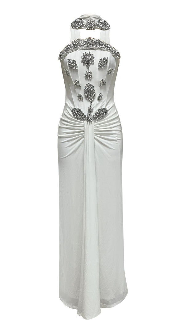 AIIZIE White Strapless Corset Evening Gown with Cape - product image