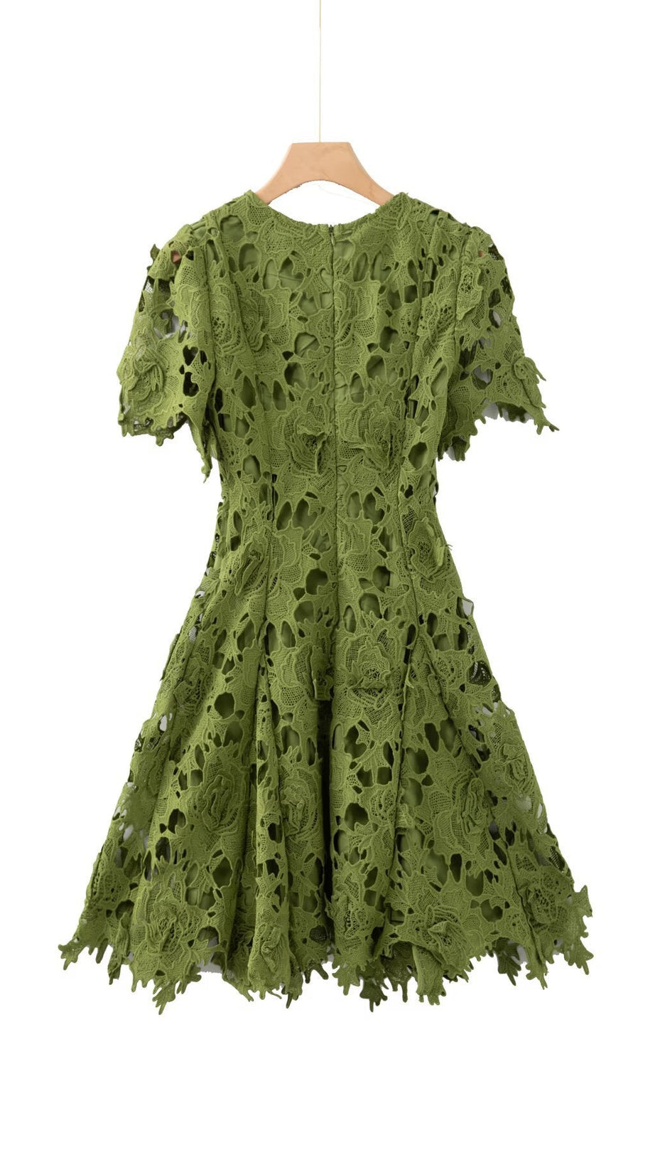 sylvia green Beaded hollow crochet mini dress