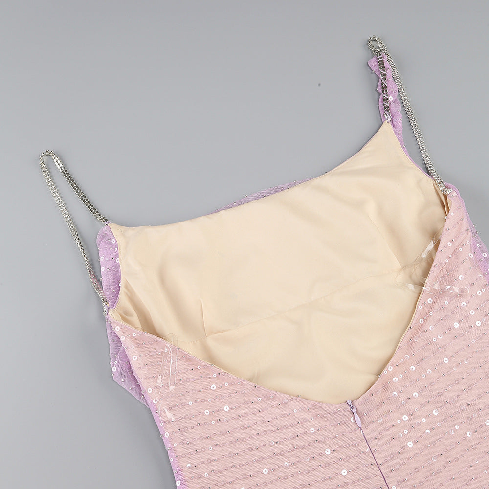 AIIZIE SEQUIN GLITTERING MAXI DRESS IN PALE PURPLE - product image