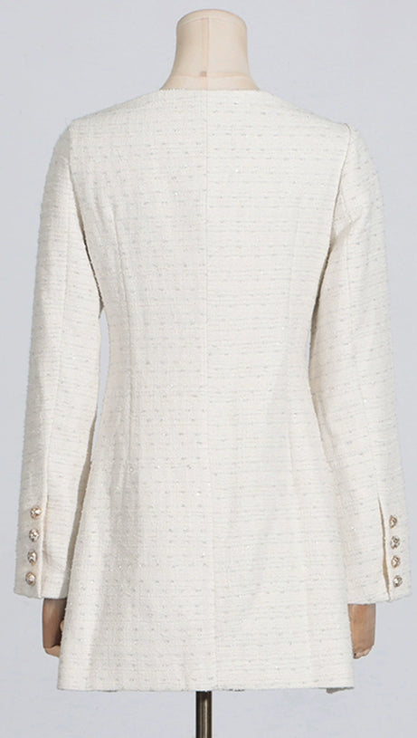 STEPHANIE WEISSES BOUCLE-BLAZER-MINIKLEID