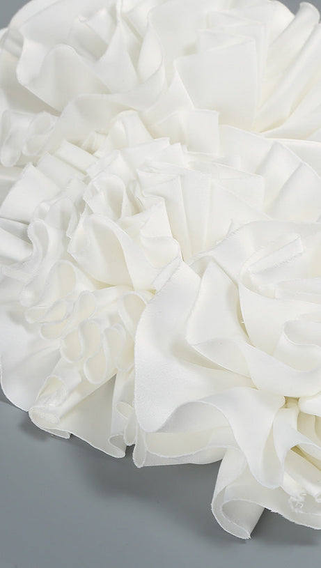 SHERRY HALTERNECK FLORAL APPLIQUE MAXI DRESS IN WHITE