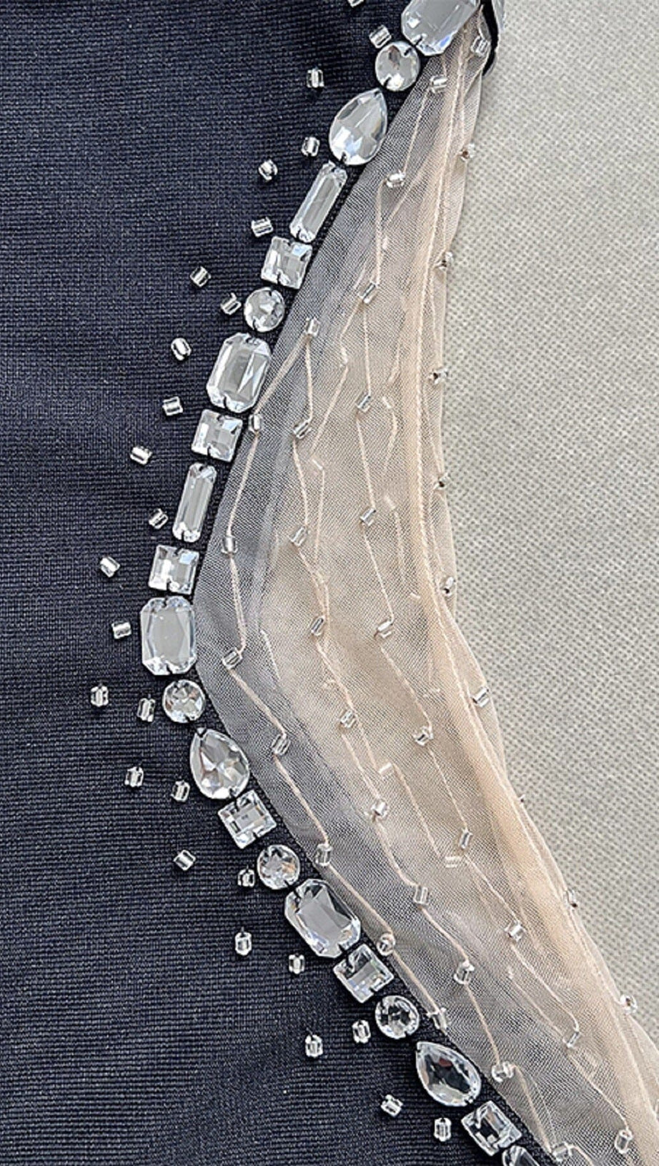 STRAPLESS RHINESTONE BANDAGE DRESS IN BLACK