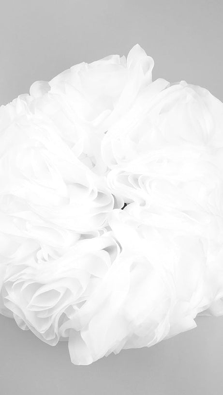 TINA WHITE 3D FLOWERS STRAPLESS BLACK MINI DRESS