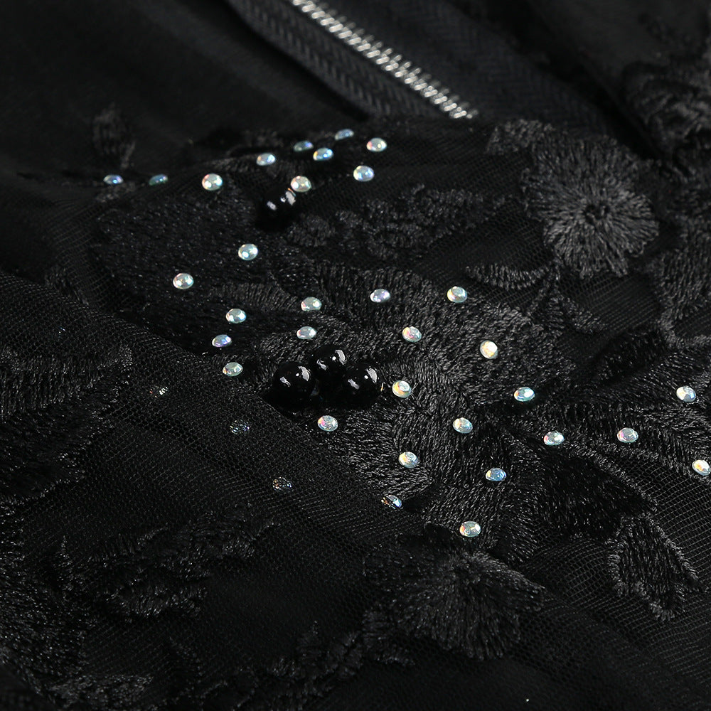 AIIZIE DIAMOND THREE-DIMENSIONAL FLOWER JUMPSUIT IN BLACK - product image