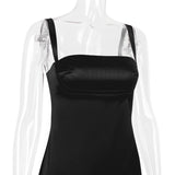 BLACK SATIN MINI DRESS